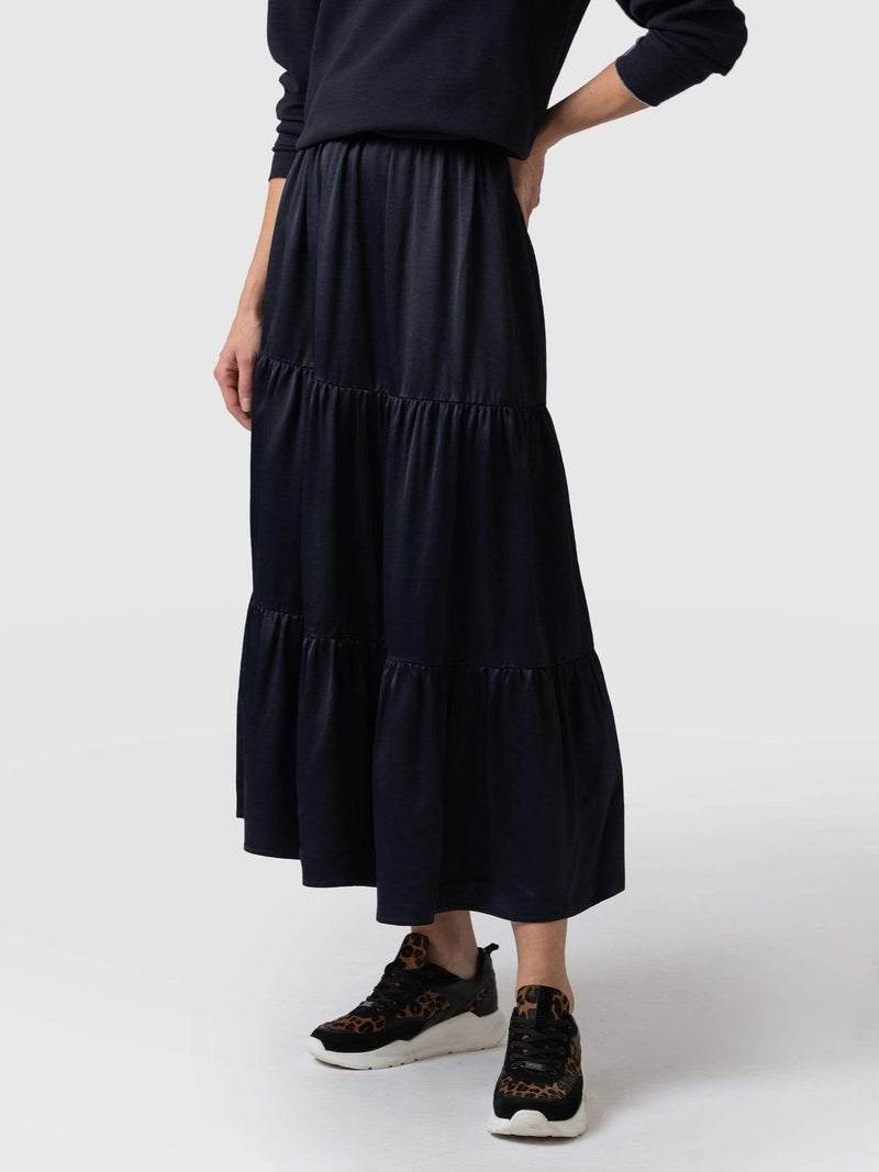 Greenwich Skirt - Navy Viscose