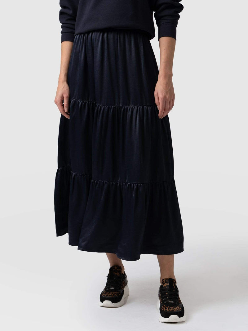 Greenwich Skirt - Navy Viscose