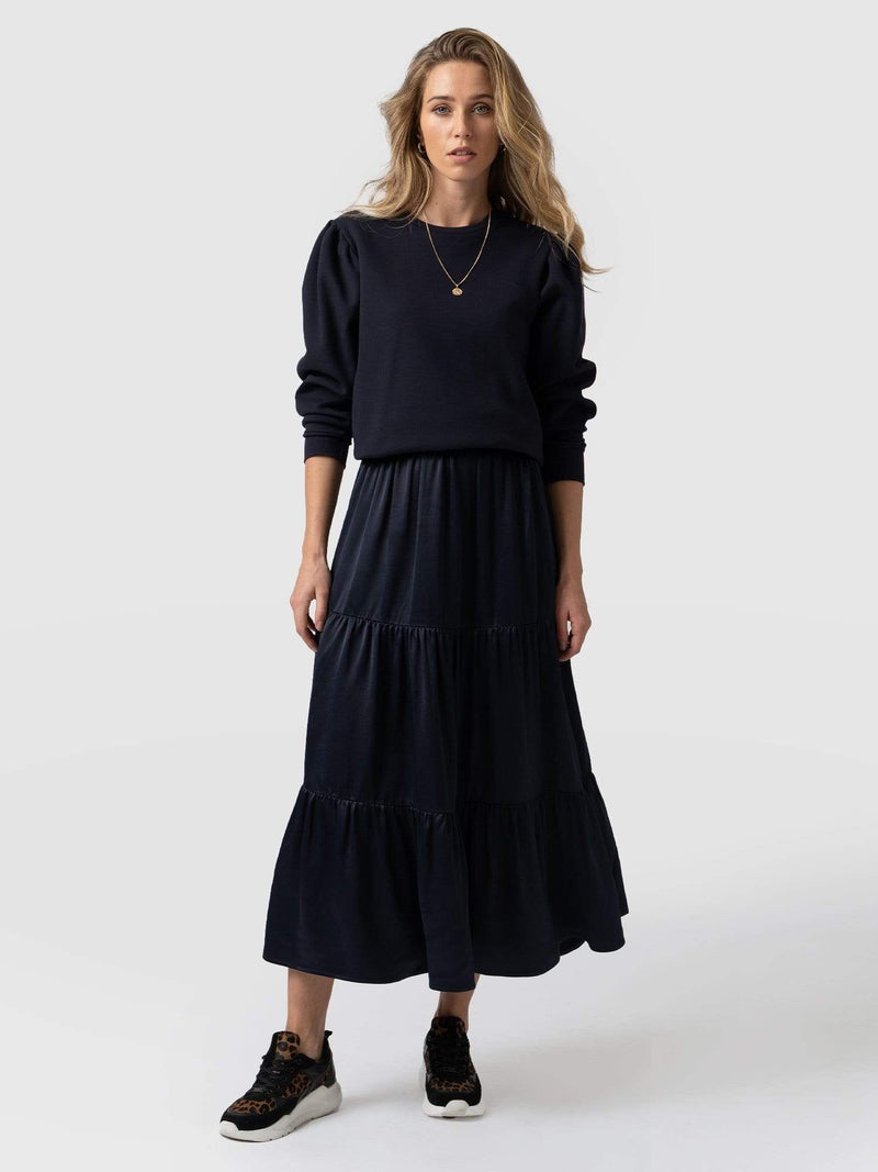 Greenwich Skirt - Navy Viscose