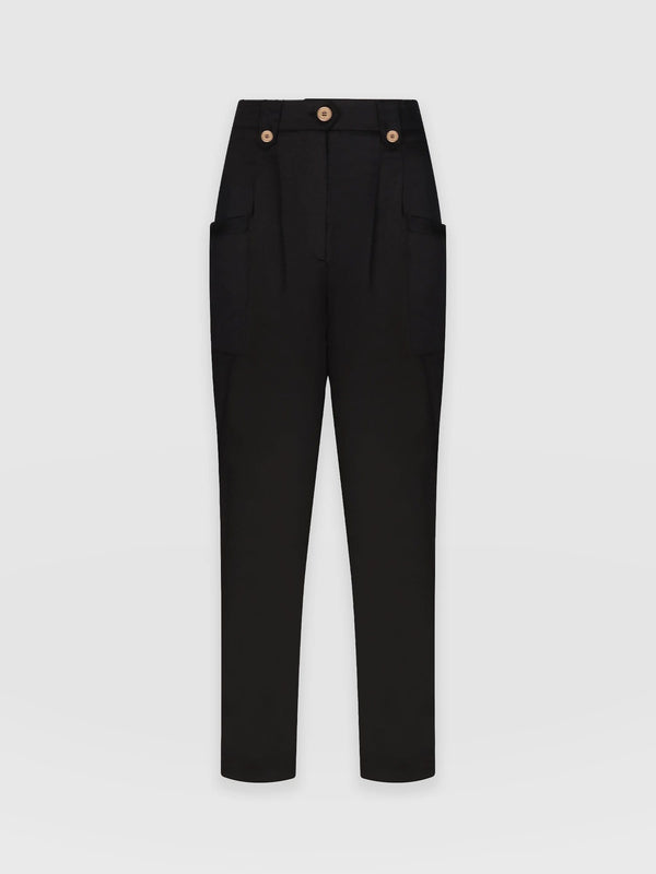 High Waisted Cargo Pant - Black