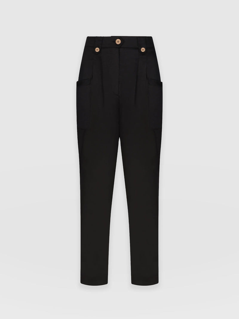 High Waisted Cargo Pant - Black