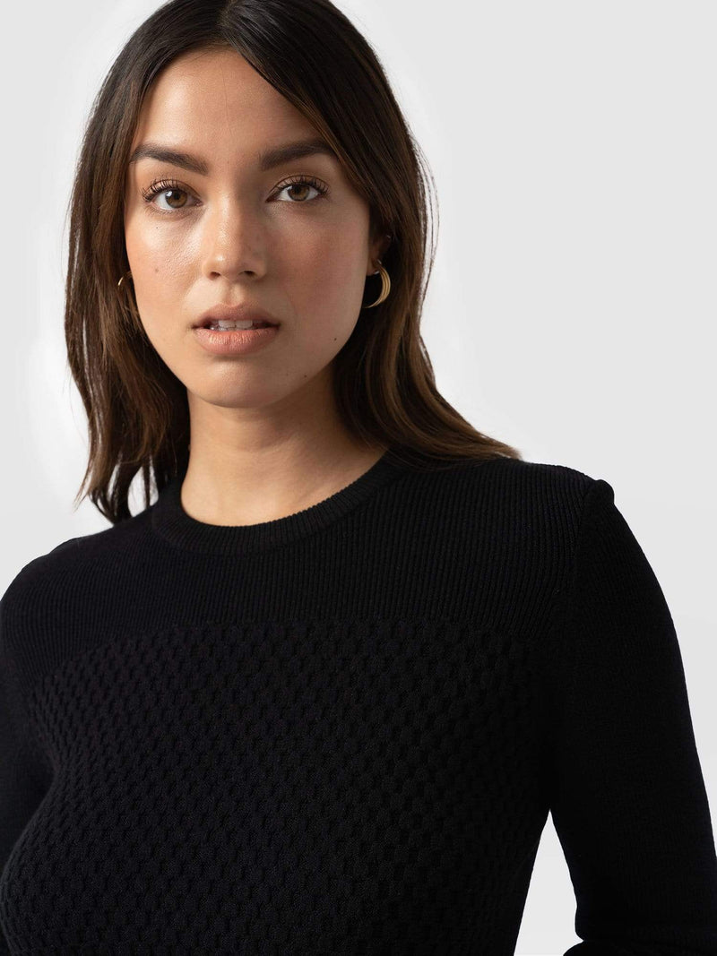 Honeycomb Rib Jumper - Black