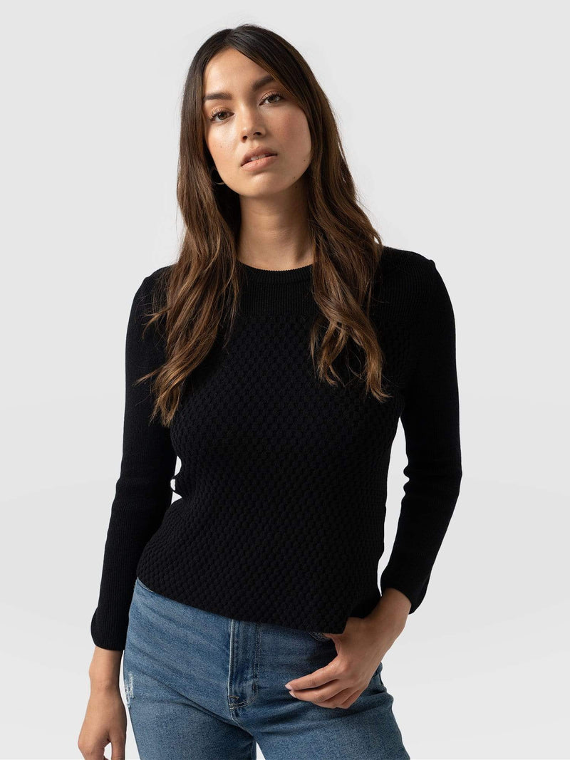 Honeycomb Rib Jumper - Black