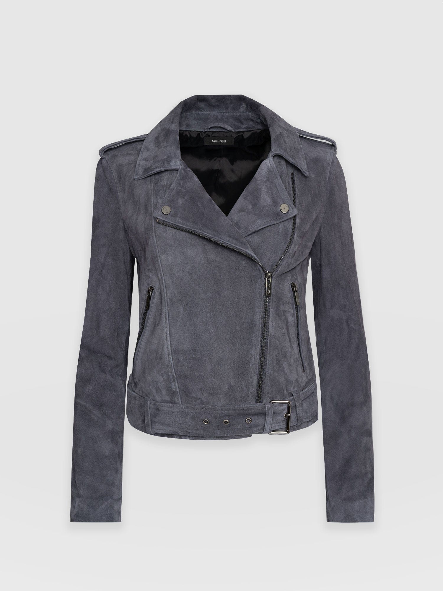 Luther Suede Jacket Charcoal - Women's Leather Jacket | Saint + Sofia® UK