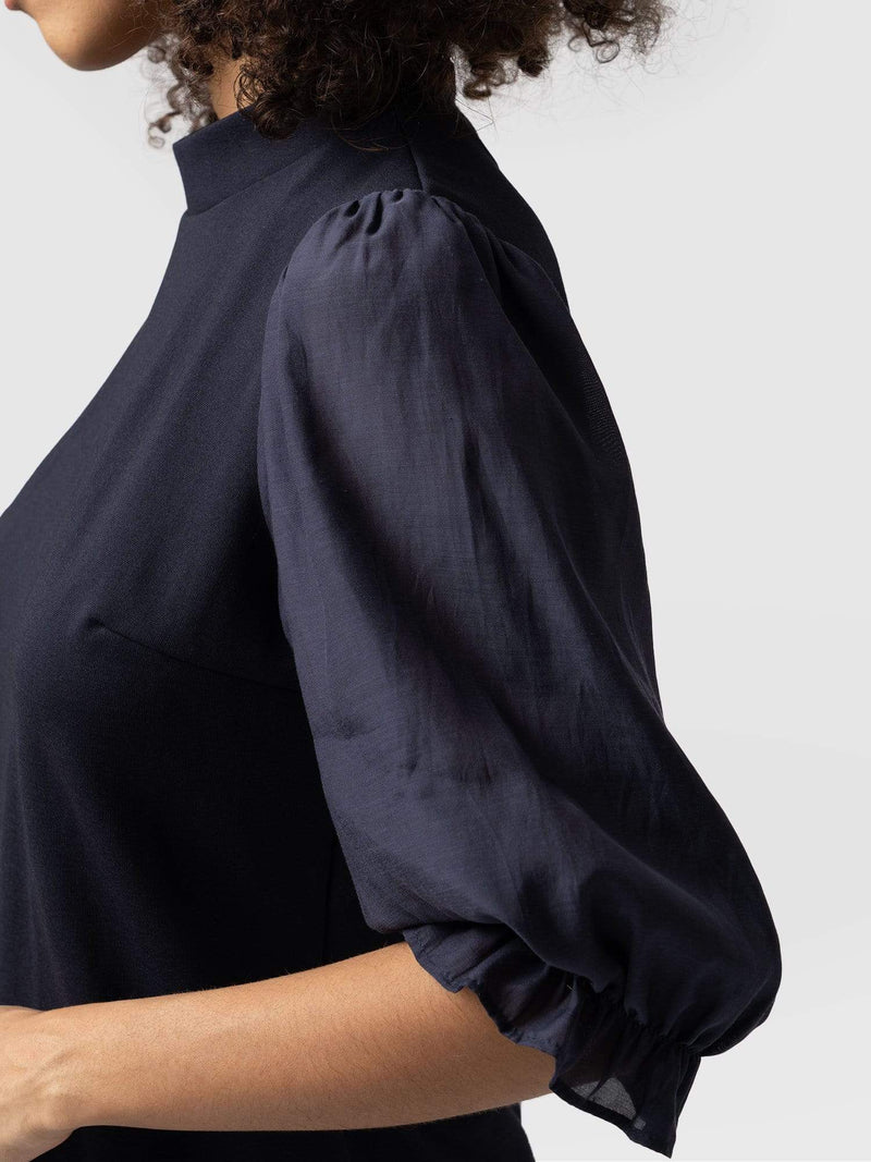 Penny Puff Sleeve Top - Navy