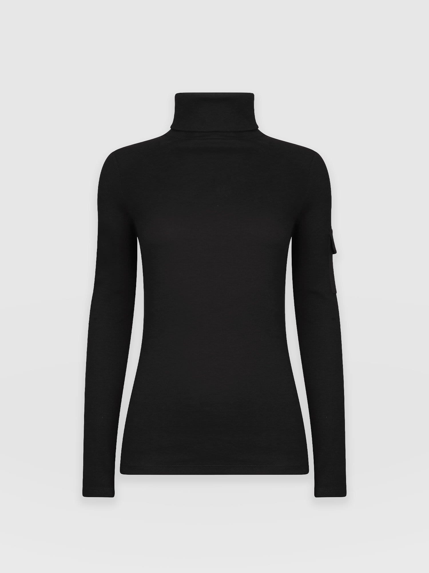 Pocket Roll Neck - Black