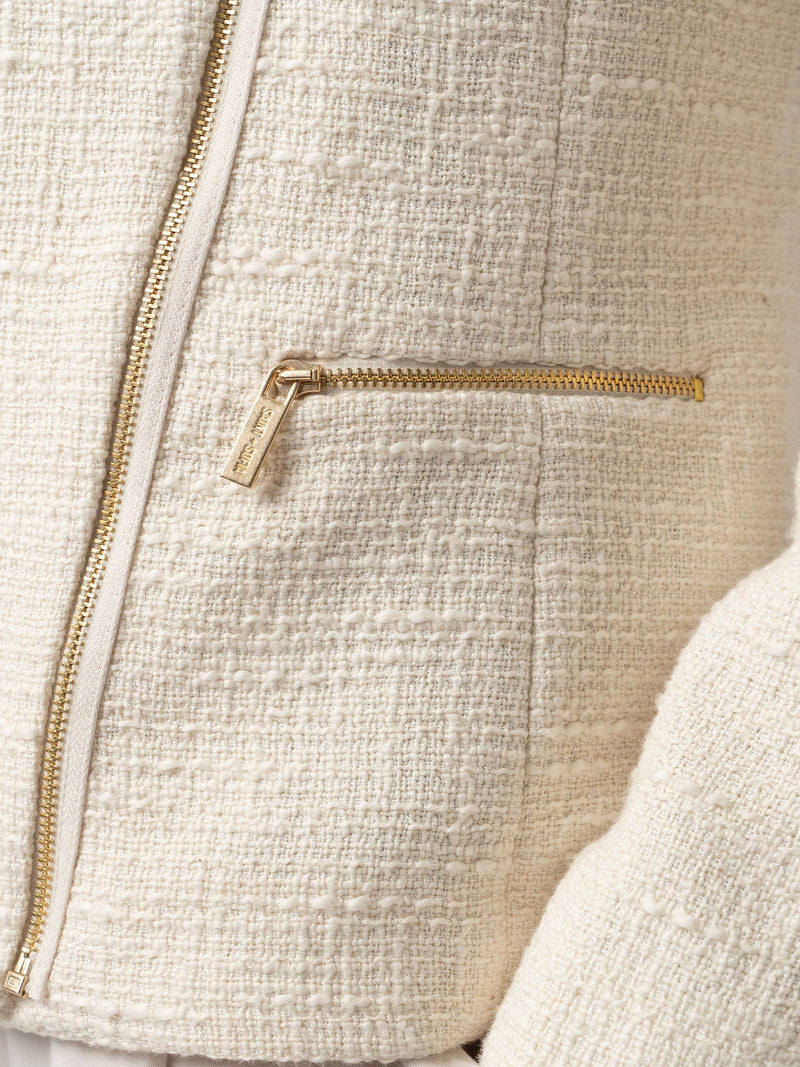 Sutton Asymmetric Jacket - Cream Bouclé