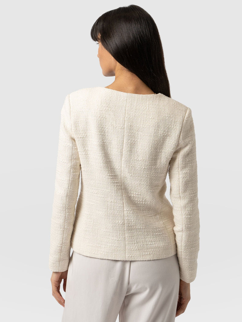 Sutton Asymmetric Jacket - Cream Bouclé