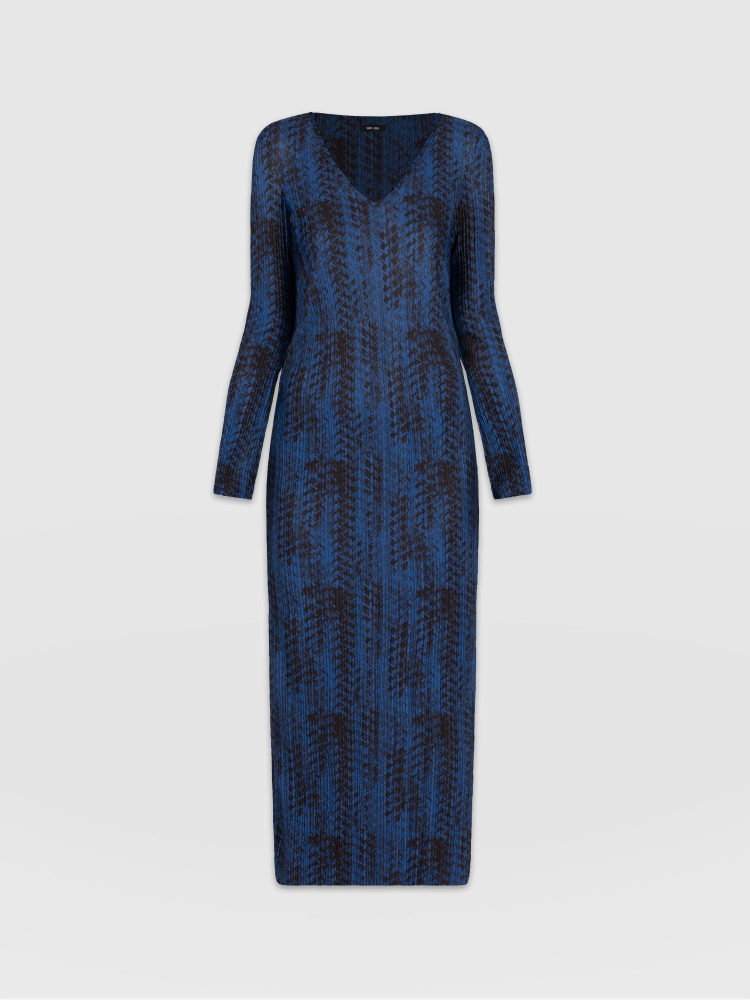 Hanna Plisse Dress - Navy Ripple