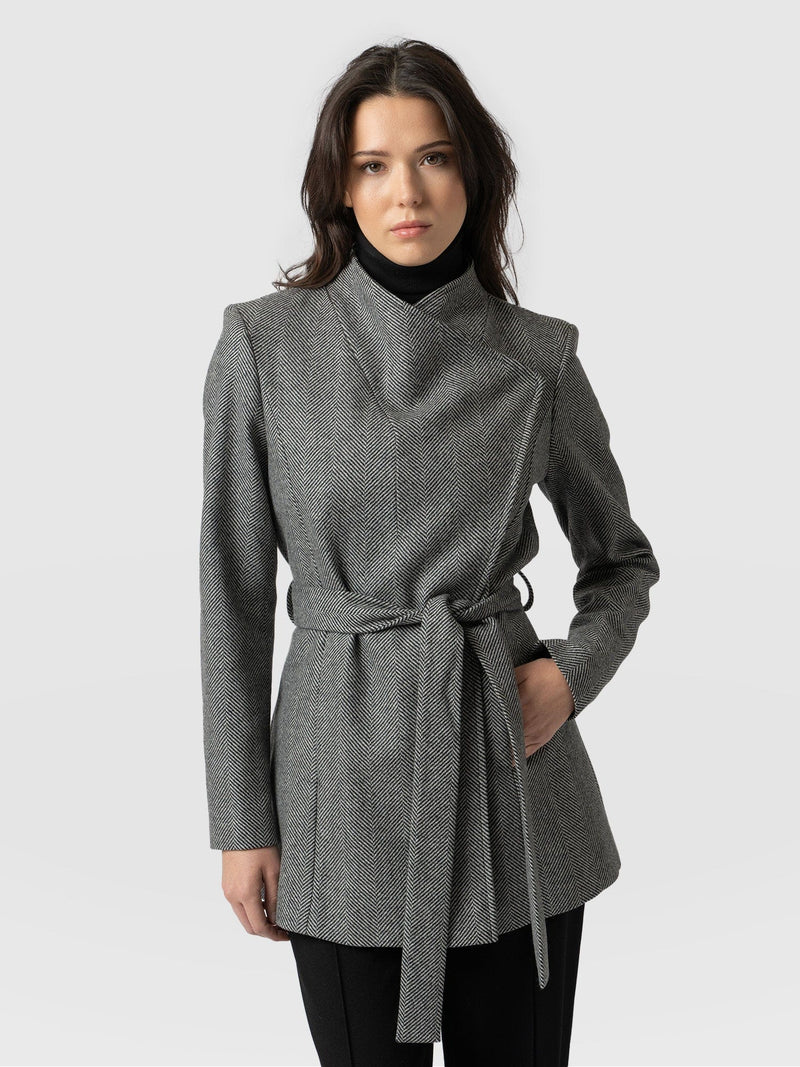 Sienna Wrap Coat - Chevron