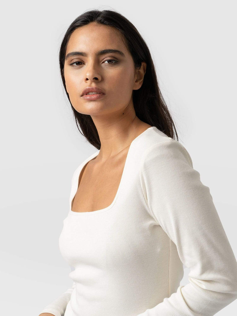 Sloane Ribbed Top - Cream