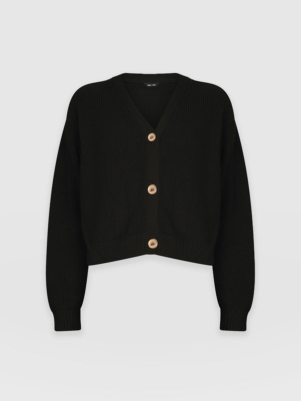 Soho Crop Cardigan - Black