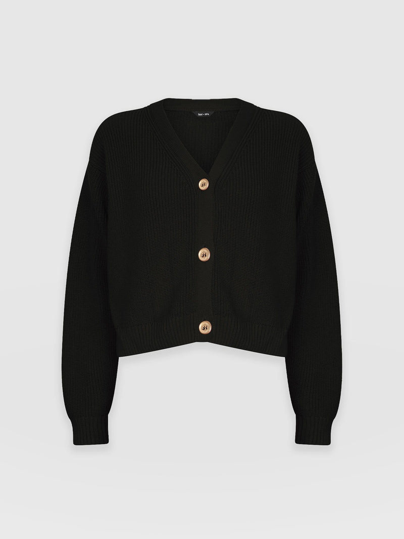 Soho Crop Cardigan - Black