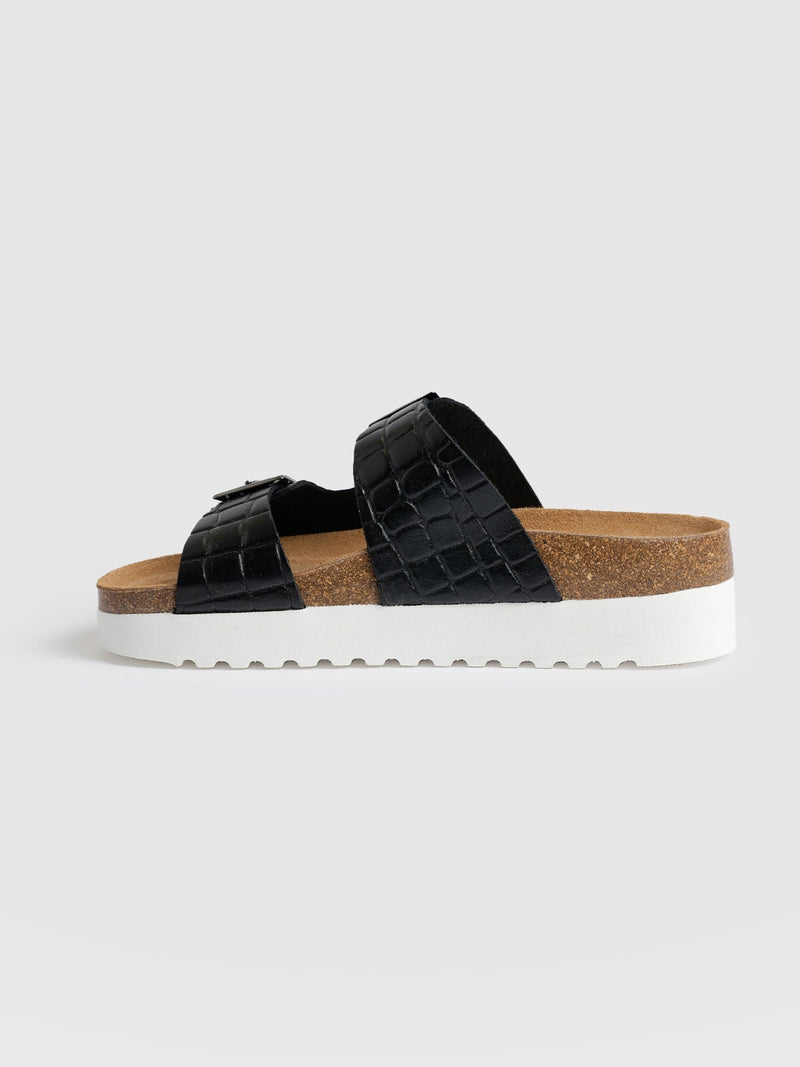 Sutton Sandals - Black Croc