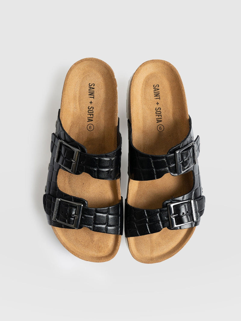 Sutton Sandals - Black Croc