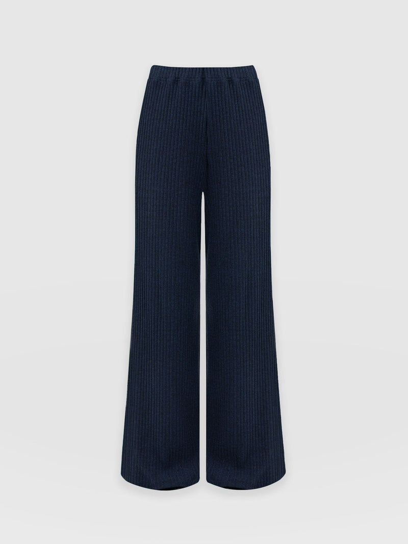 Victory Rib Wide Leg Pant - Navy