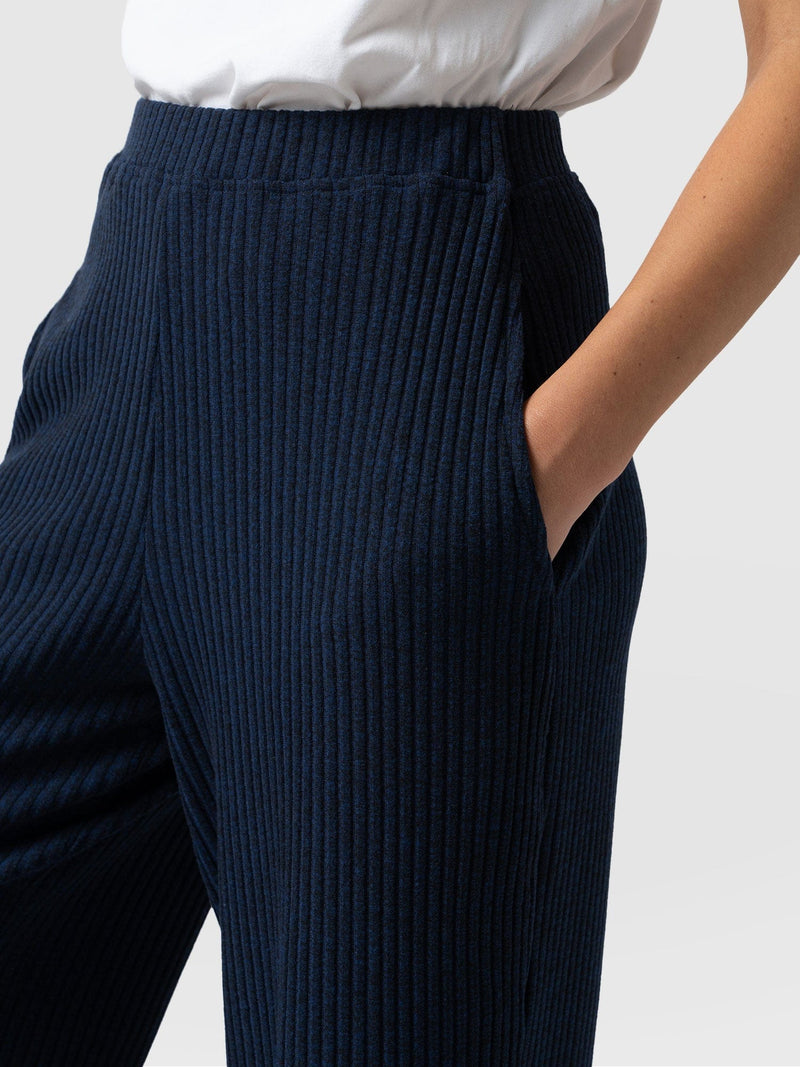 Victory Rib Wide Leg Pant - Navy