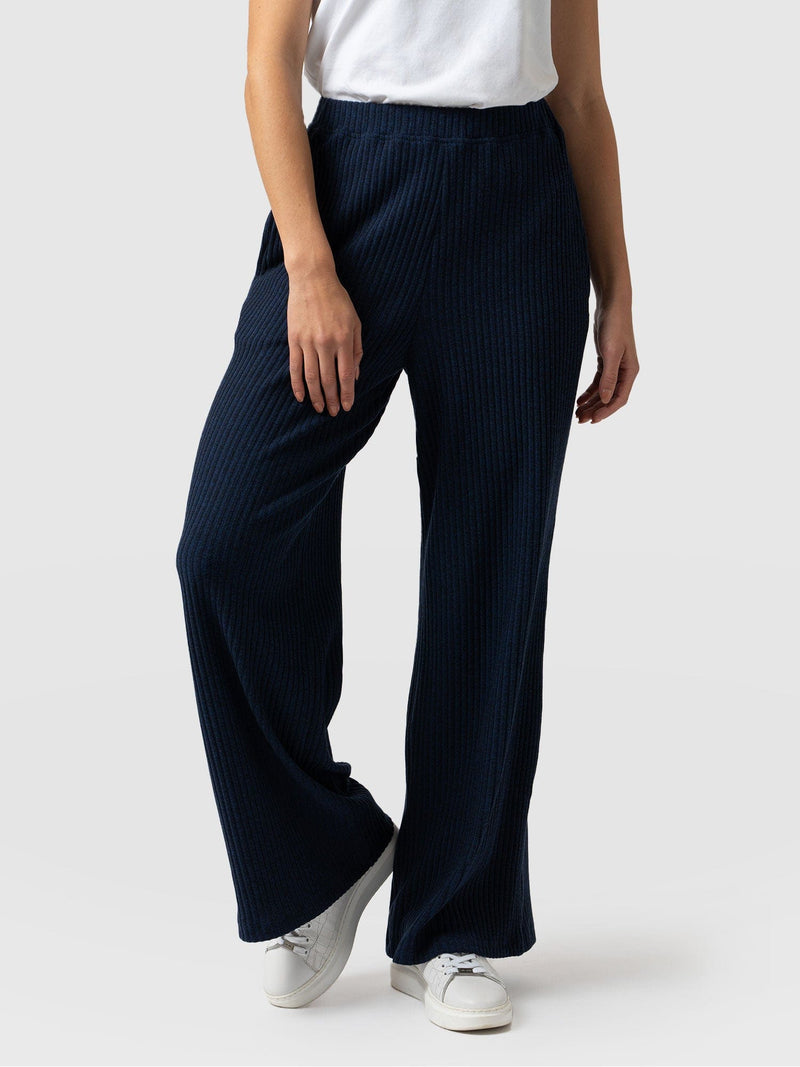 Victory Rib Wide Leg Pant - Navy