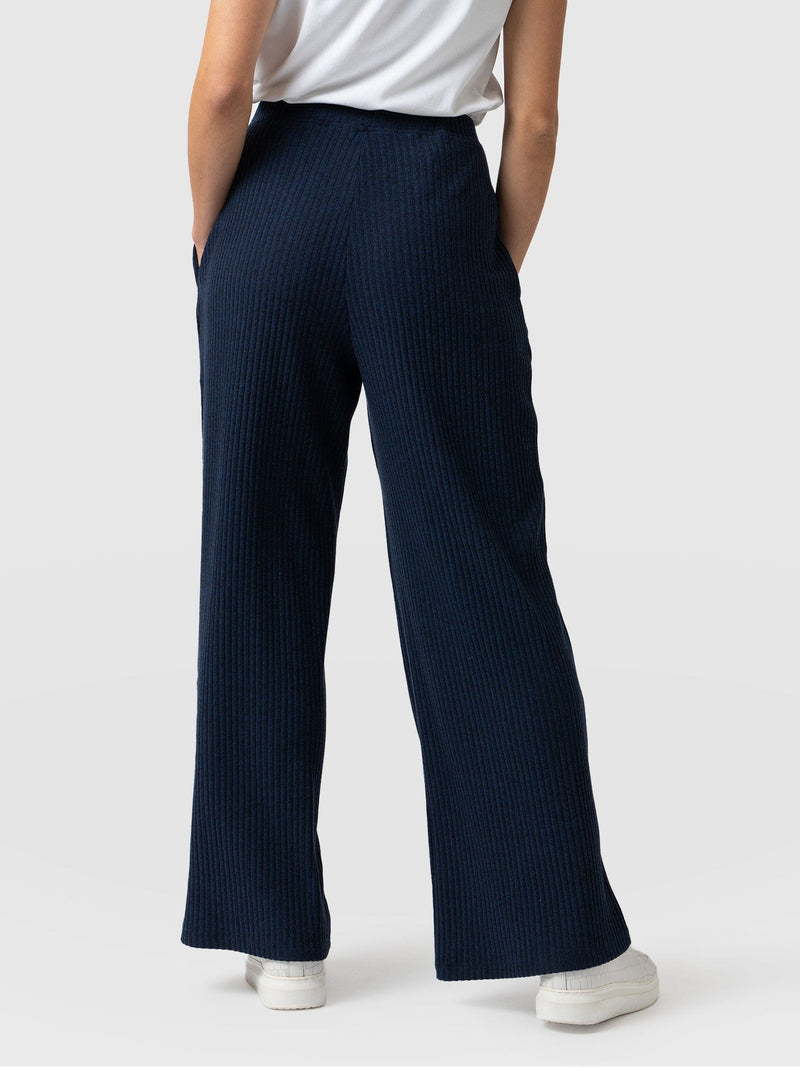 Victory Rib Wide Leg Pant - Navy