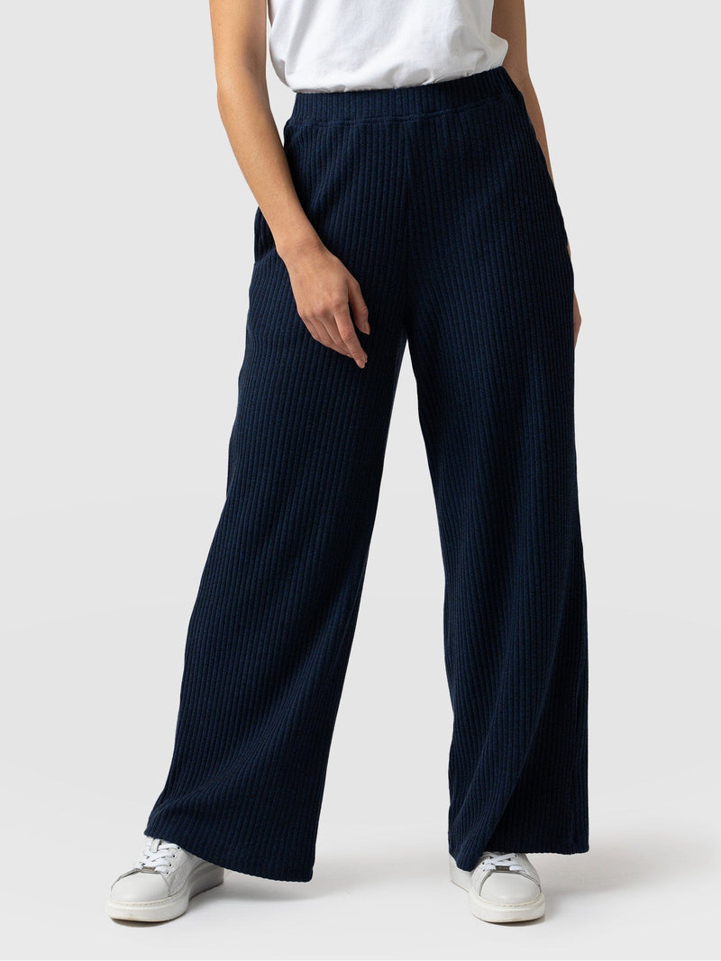 Victory Rib Wide Leg Pant - Navy